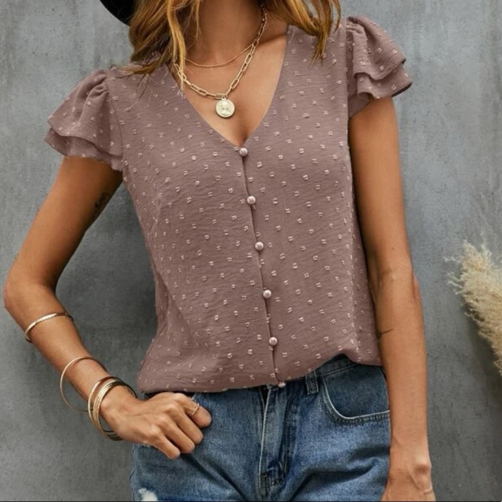 Women's Mauve Button-Down Blouse